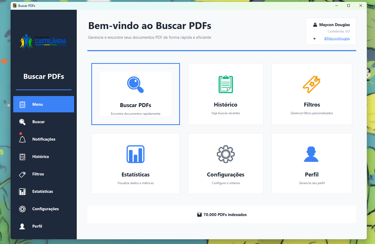 Tela inicial do Buscar PDFs